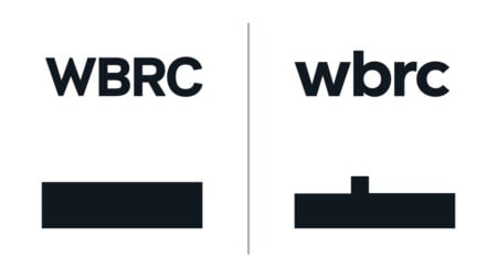 Image of all-caps logo vs. lower case logo