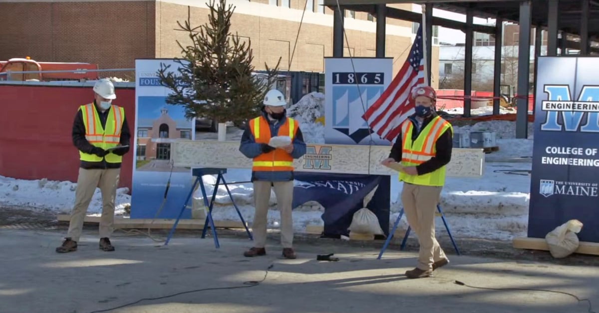 Photo of hosts for UMaine Ferland EEDC topping off ceremony