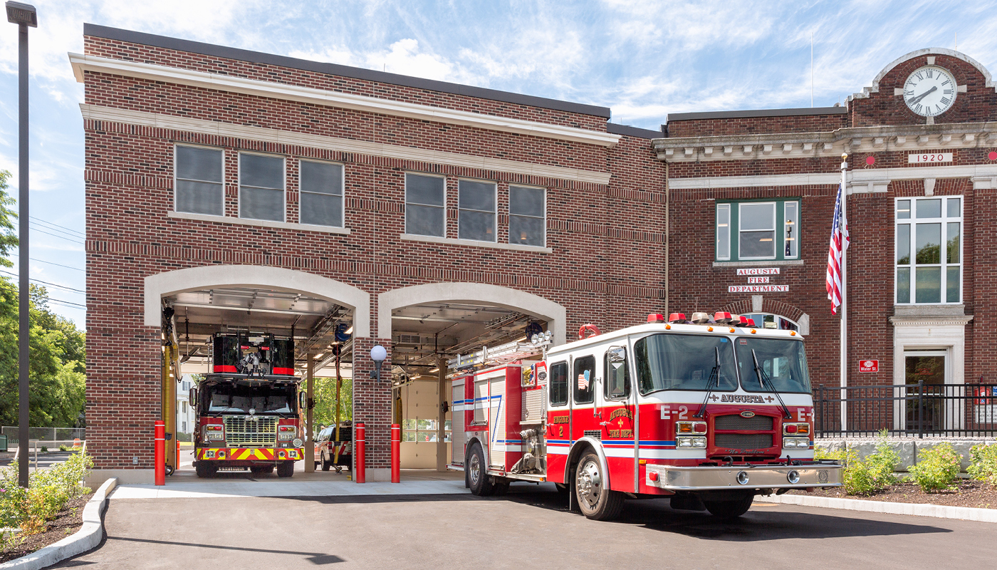 wooden fire engine station